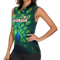 Georgia Peacock Women Sleeveless Polo Shirt with Slay in Silence Shine Like a Peacock Design - Wonder Print Shop