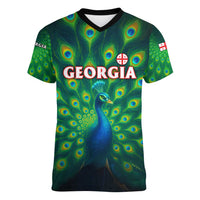 Georgia Peacock Women V-Neck T-Shirt with Slay in Silence Shine Like a Peacock Design - Wonder Print Shop