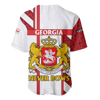 Georgia Baseball Jersey with Red Cross and Golden Lions Emblem Never Bows Design - Wonder Print Shop