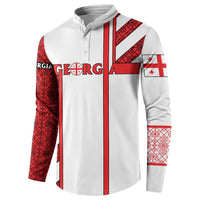 Georgia Button Sweatshirt with Red Cross and Golden Lions Emblem Never Bows Design - Wonder Print Shop