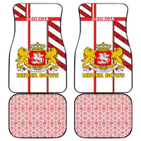 Georgia Car Mats with Red Cross and Golden Lions Emblem Never Bows Design - Wonder Print Shop