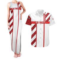 Georgia Couples Matching Tank Maxi Dress and Hawaiian Shirt with Red Cross and Golden Lions Emblem Never Bows Design - Wonder Print Shop