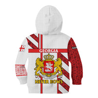 Georgia Kid Hoodie with Red Cross and Golden Lions Emblem Never Bows Design - Wonder Print Shop