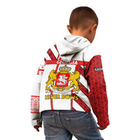 Georgia Kid Hoodie with Red Cross and Golden Lions Emblem Never Bows Design - Wonder Print Shop