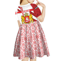 Georgia Kid Short Sleeve Dress with Red Cross and Golden Lions Emblem Never Bows Design - Wonder Print Shop