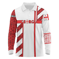 Georgia Long Sleeve Polo Shirt with Red Cross and Golden Lions Emblem Never Bows Design - Wonder Print Shop