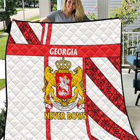 Georgia Quilt with Red Cross and Golden Lions Emblem Never Bows Design - Wonder Print Shop