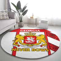 Georgia Round Carpet with Red Cross and Golden Lions Emblem Never Bows Design - Wonder Print Shop
