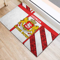 Georgia Rubber Doormat with Red Cross and Golden Lions Emblem Never Bows Design - Wonder Print Shop