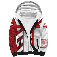 Georgia Sherpa Hoodie with Red Cross and Golden Lions Emblem Never Bows Design - Wonder Print Shop