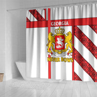 Georgia Shower Curtain with Red Cross and Golden Lions Emblem Never Bows Design - Wonder Print Shop