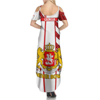 Georgia Summer Maxi Dress with Red Cross and Golden Lions Emblem Never Bows Design - Wonder Print Shop