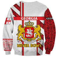 Georgia Sweatshirt with Red Cross and Golden Lions Emblem Never Bows Design - Wonder Print Shop