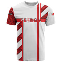 Georgia T Shirt with Red Cross and Golden Lions Emblem Never Bows Design - Wonder Print Shop