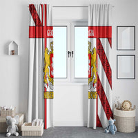 Georgia Window Curtain with Red Cross and Golden Lions Emblem Never Bows Design - Wonder Print Shop