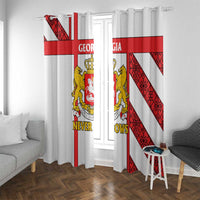 Georgia Window Curtain with Red Cross and Golden Lions Emblem Never Bows Design - Wonder Print Shop