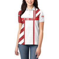 Georgia Women Polo Shirt with Red Cross and Golden Lions Emblem Never Bows Design - Wonder Print Shop