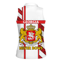 Georgia Women Sleeveless Polo Shirt with Red Cross and Golden Lions Emblem Never Bows Design - Wonder Print Shop