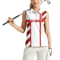 Georgia Women Sleeveless Polo Shirt with Red Cross and Golden Lions Emblem Never Bows Design - Wonder Print Shop