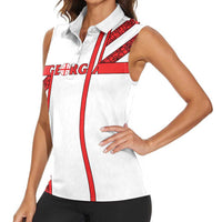 Georgia Women Sleeveless Polo Shirt with Red Cross and Golden Lions Emblem Never Bows Design - Wonder Print Shop