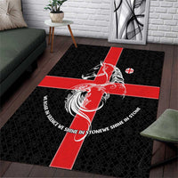 Georgia Area Rug with Black Patterned Red Cross with Dragon Horse Symbol and Silent Pride Quote Design - Wonder Print Shop