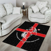 Georgia Area Rug with Black Patterned Red Cross with Dragon Horse Symbol and Silent Pride Quote Design - Wonder Print Shop