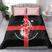 Georgia Bedding Set with Black Patterned Red Cross with Dragon Horse Symbol and Silent Pride Quote Design - Wonder Print Shop