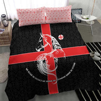 Georgia Bedding Set with Black Patterned Red Cross with Dragon Horse Symbol and Silent Pride Quote Design - Wonder Print Shop