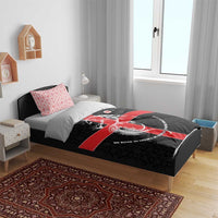 Georgia Bedding Set with Black Patterned Red Cross with Dragon Horse Symbol and Silent Pride Quote Design - Wonder Print Shop