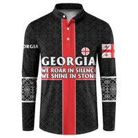 Georgia Button Sweatshirt with Black Patterned Red Cross with Dragon Horse Symbol and Silent Pride Quote Design - Wonder Print Shop