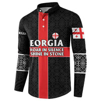 Georgia Button Sweatshirt with Black Patterned Red Cross with Dragon Horse Symbol and Silent Pride Quote Design - Wonder Print Shop