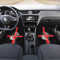 Georgia Car Mats with Black Patterned Red Cross with Dragon Horse Symbol and Silent Pride Quote Design - Wonder Print Shop