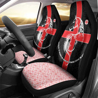 Georgia Car Seat Cover with Black Patterned Red Cross with Dragon Horse Symbol and Silent Pride Quote Design - Wonder Print Shop