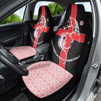 Georgia Car Seat Cover with Black Patterned Red Cross with Dragon Horse Symbol and Silent Pride Quote Design - Wonder Print Shop