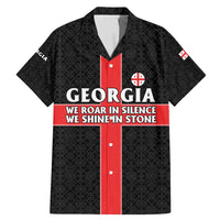 Georgia Family Matching Mermaid Dress and Hawaiian Shirt with Black Patterned Red Cross with Dragon Horse Symbol and Silent Pride Quote Design - Wonder Print Shop