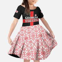 Georgia Family Matching Off Shoulder Maxi Dress and Hawaiian Shirt with Black Patterned Red Cross with Dragon Horse Symbol and Silent Pride Quote Design - Wonder Print Shop