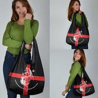 Georgia Grocery Bag with Black Patterned Red Cross with Dragon Horse Symbol and Silent Pride Quote Design - Wonder Print Shop