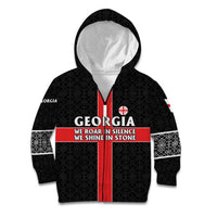 Georgia Kid Hoodie with Black Patterned Red Cross with Dragon Horse Symbol and Silent Pride Quote Design - Wonder Print Shop