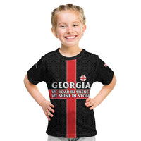 Georgia Kid T Shirt with Black Patterned Red Cross with Dragon Horse Symbol and Silent Pride Quote Design - Wonder Print Shop