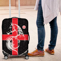 Georgia Luggage Cover with Black Patterned Red Cross with Dragon Horse Symbol and Silent Pride Quote Design - Wonder Print Shop