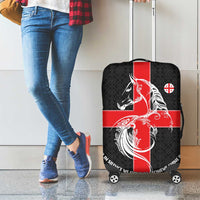 Georgia Luggage Cover with Black Patterned Red Cross with Dragon Horse Symbol and Silent Pride Quote Design - Wonder Print Shop