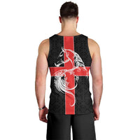 Georgia Men Tank Top with Black Patterned Red Cross with Dragon Horse Symbol and Silent Pride Quote Design - Wonder Print Shop