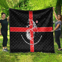 Georgia Quilt with Black Patterned Red Cross with Dragon Horse Symbol and Silent Pride Quote Design - Wonder Print Shop