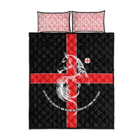 Georgia Quilt Bed Set with Black Patterned Red Cross with Dragon Horse Symbol and Silent Pride Quote Design - Wonder Print Shop