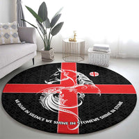 Georgia Round Carpet with Black Patterned Red Cross with Dragon Horse Symbol and Silent Pride Quote Design - Wonder Print Shop