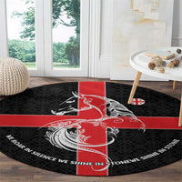Georgia Round Carpet with Black Patterned Red Cross with Dragon Horse Symbol and Silent Pride Quote Design - Wonder Print Shop