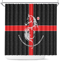 Georgia Shower Curtain with Black Patterned Red Cross with Dragon Horse Symbol and Silent Pride Quote Design - Wonder Print Shop