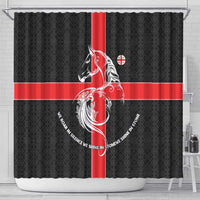 Georgia Shower Curtain with Black Patterned Red Cross with Dragon Horse Symbol and Silent Pride Quote Design - Wonder Print Shop