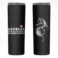 Georgia Skinny Tumbler with Black Patterned Red Cross with Dragon Horse Symbol and Silent Pride Quote Design - Wonder Print Shop