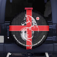 Georgia Spare Tire Cover with Black Patterned Red Cross with Dragon Horse Symbol and Silent Pride Quote Design - Wonder Print Shop